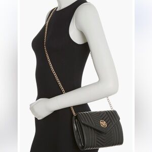 Badgley Mischka Black and Gold Quilted Crossbody Bag